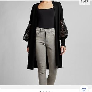 Express Black Cardigan Balloon Sleeve Lace NWOT New without tag XL